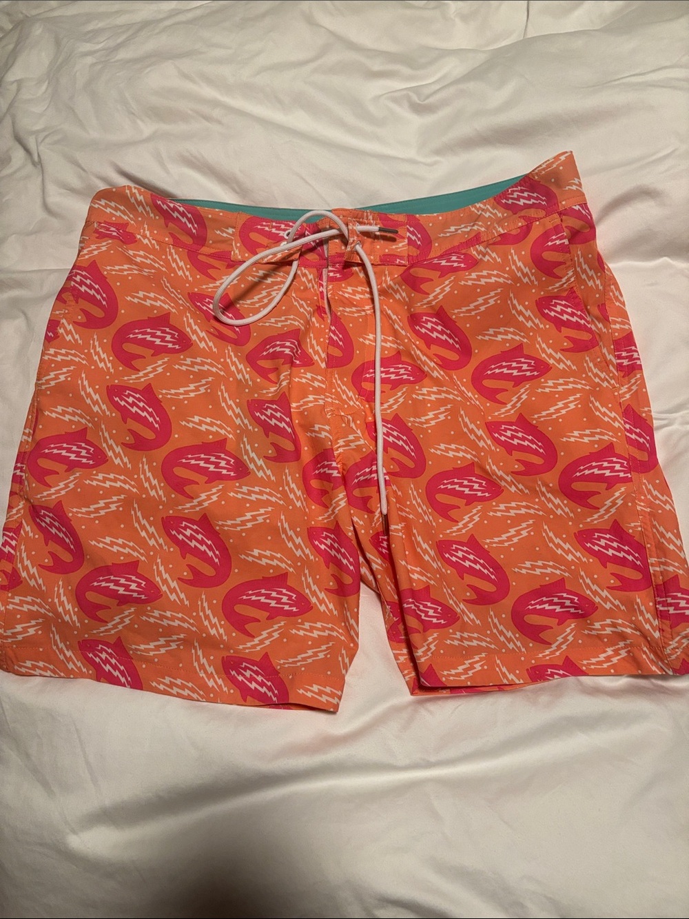 Bonobos Orange Swim Trunks with Pink Pattern size m / 33